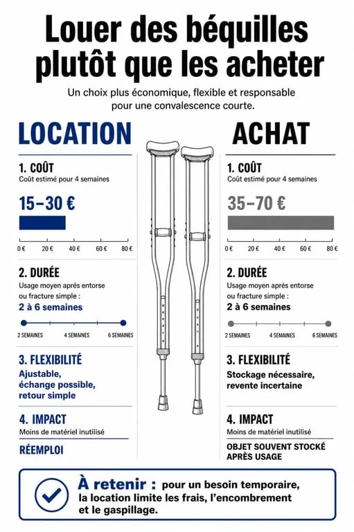 Comparatif location vs achat de béquilles pour une convalescence adaptée