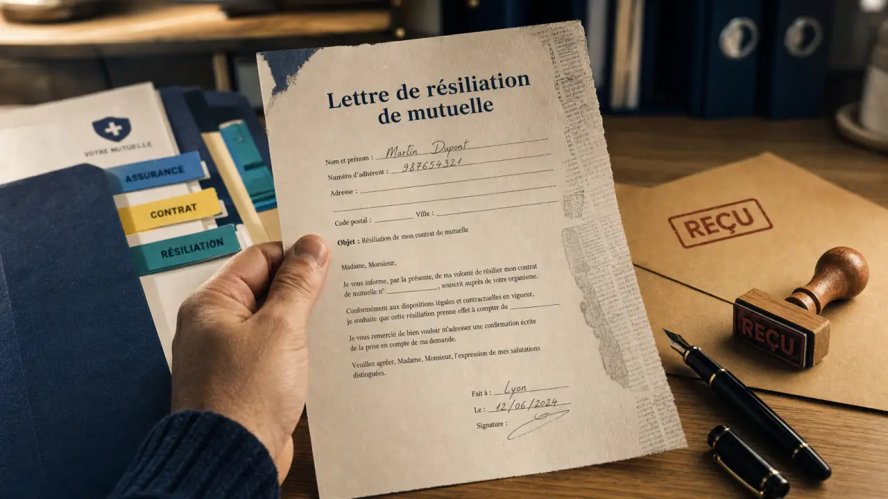 Lettre résiliation mutuelle, courrier prêt à envoyer