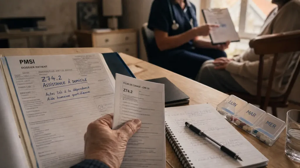 Maintien à domicile difficile CIM-10 Z74.2, assistance à domicile