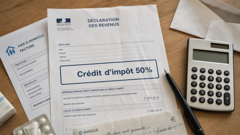 Credit d'impot aide a domicile personne agee 50% : APA et cases 7DB