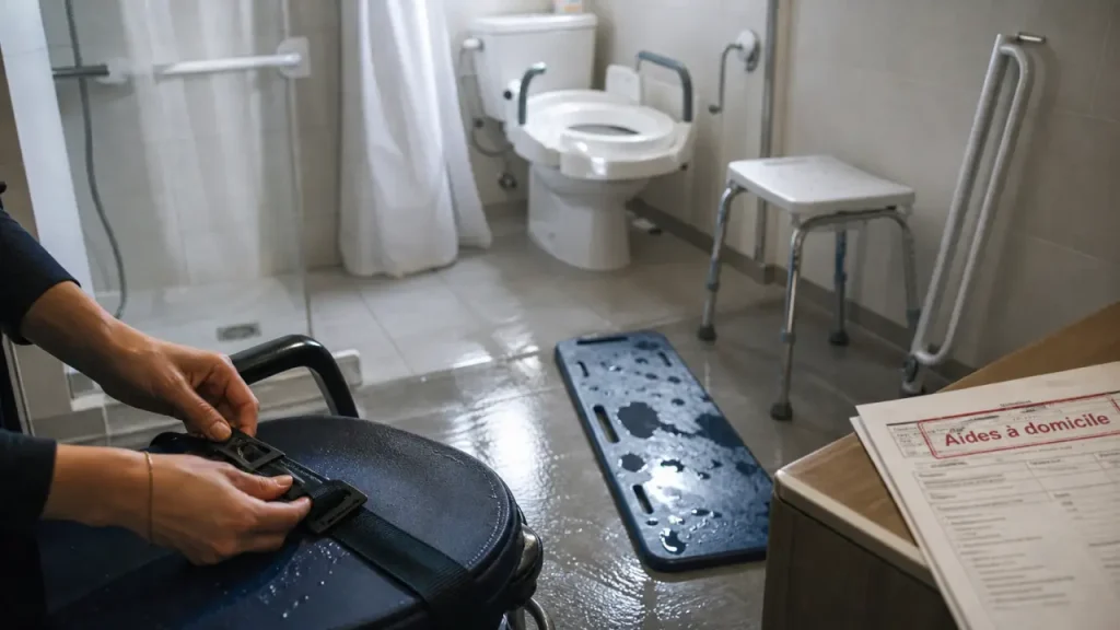 Identité matériel médical : salle de bain avec douche et barres d’appui