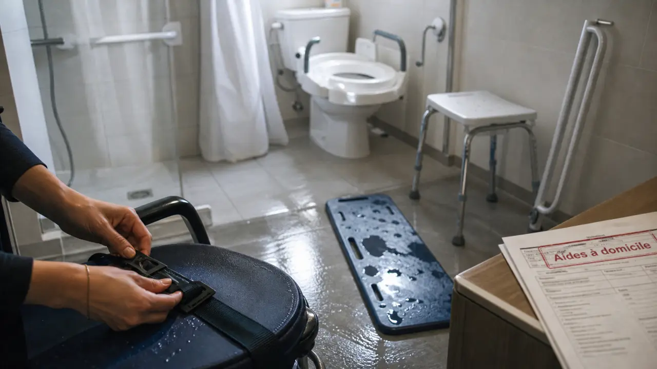 Identité matériel médical : salle de bain avec douche et barres d’appui