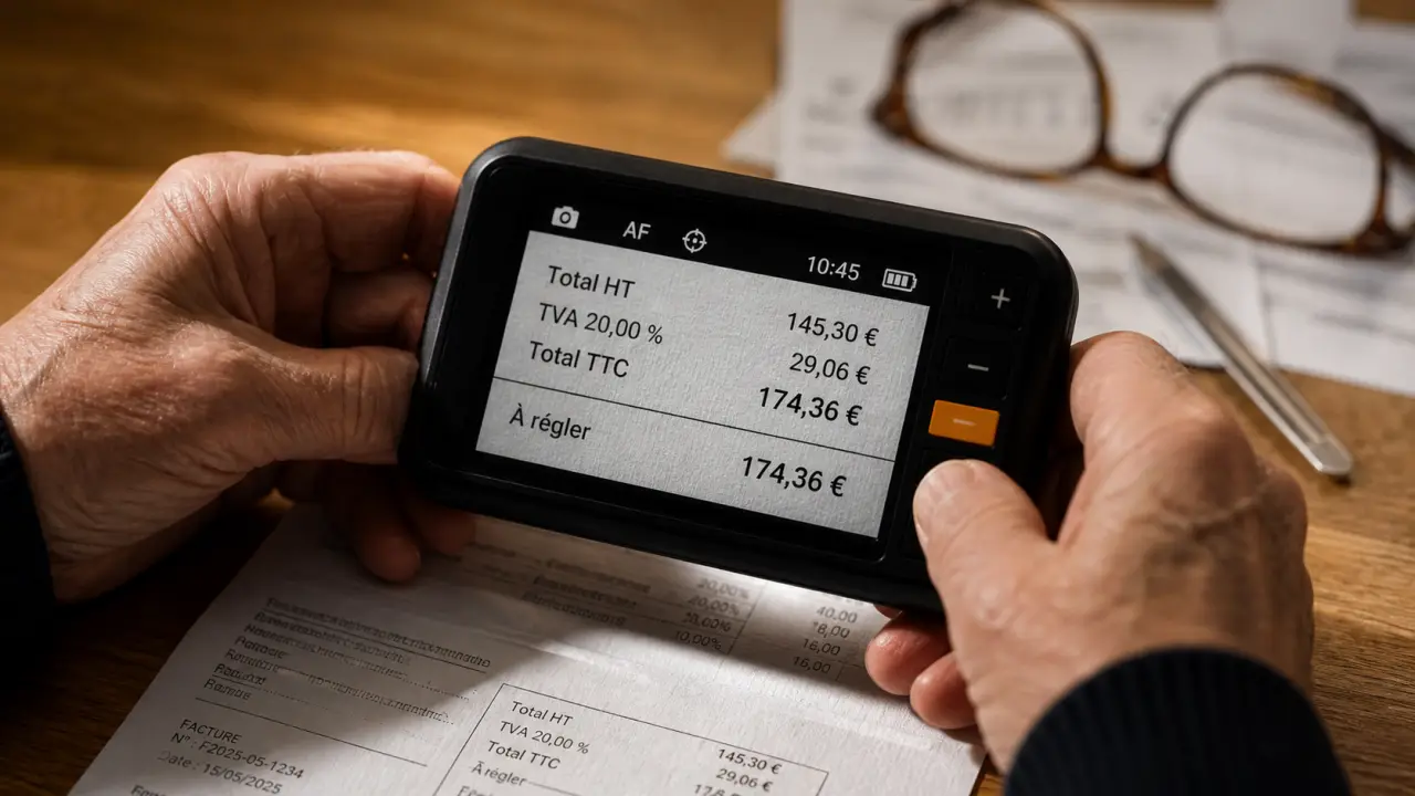 Loupe électronique : 7 pouces à domicile, 3,5 pouces en mobilité