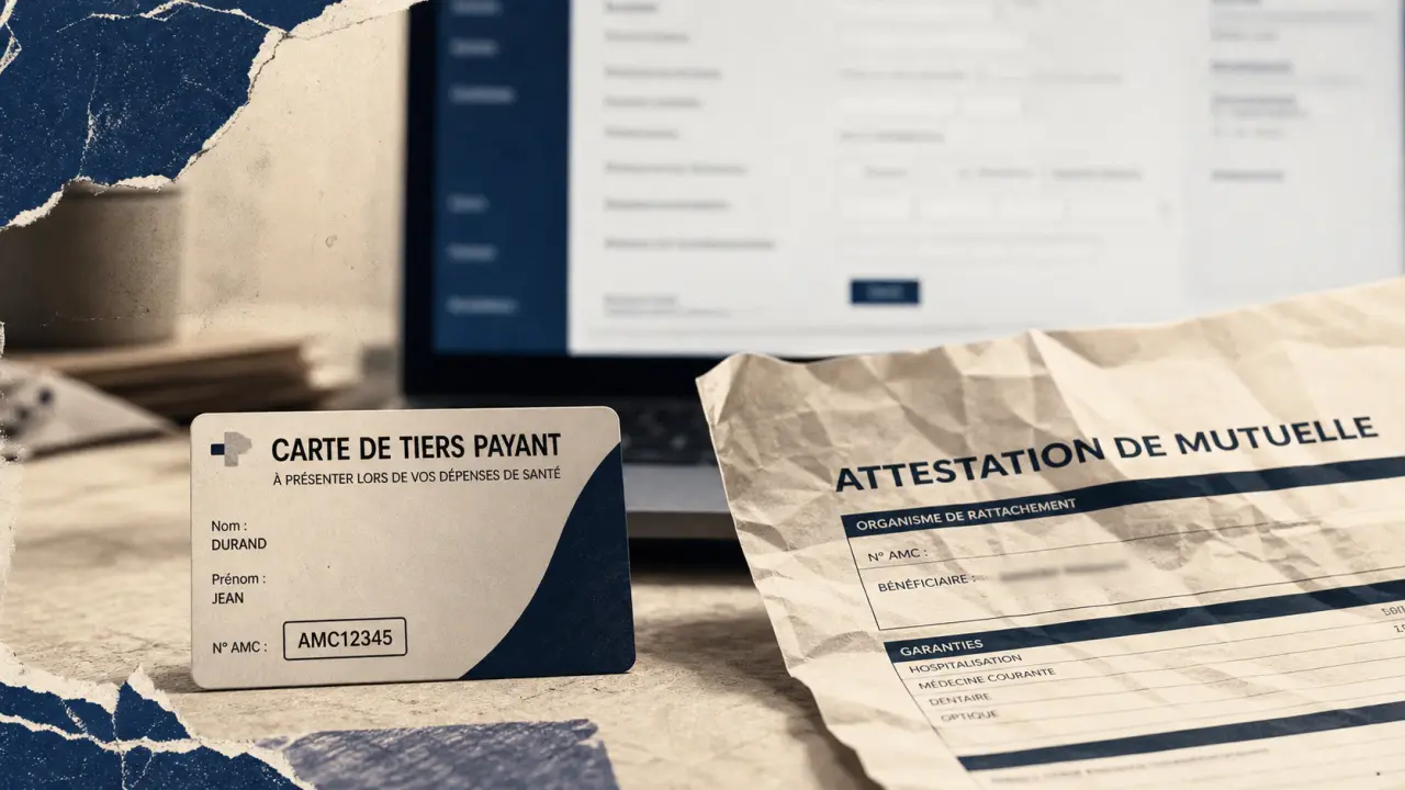 N amc mutuelle : code tiers payant et télétransmission affichés sur la carte