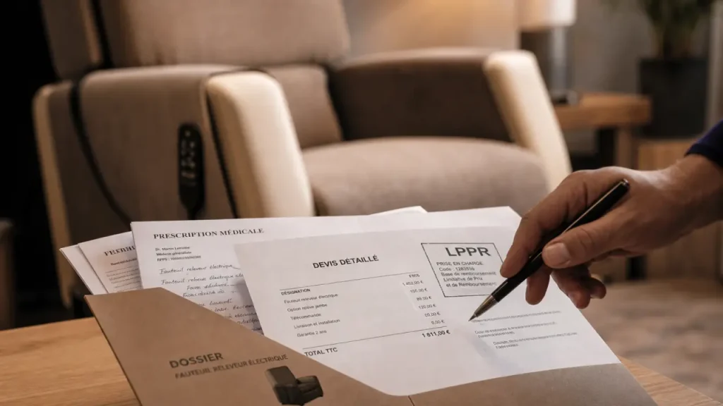 Remboursement fauteuil releveur : prescription, LPPR et accord préalable avant achat