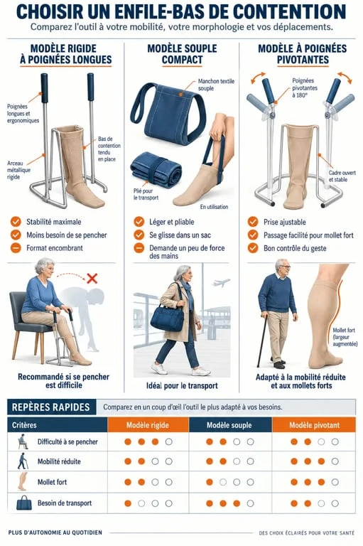 Comparatif visuel pour choisir le meilleur enfile-bas de contention selon la situation