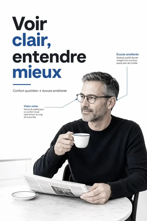 Lunette avec appareil auditif : usage quotidien discret et confortable