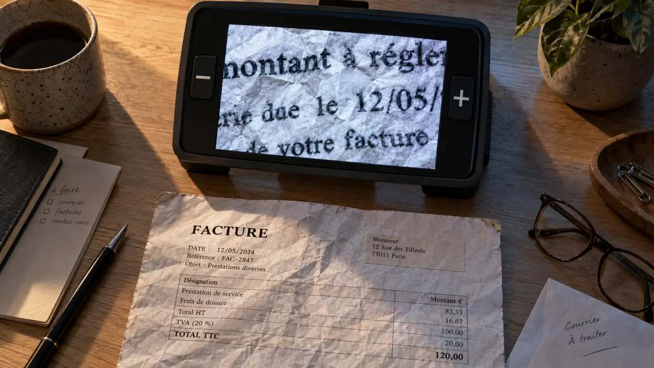 Loupes electroniques avec zoom pour lire factures, courrier et étiquettes