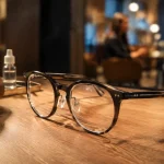 Lunette avec appareil auditif en boutique, monture et essai