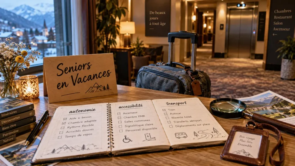 Vacances pour seniors ANCV : critères (autonomie, accessibilité, transport) sur un carnet